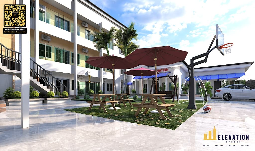 Modern Educational Campus — Nursery, Primary & Secondary Wings (Day View)