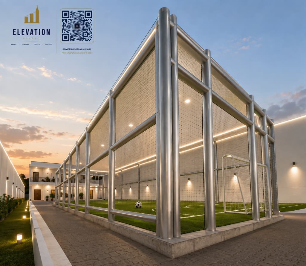 Private Luxury Football Pitch — Dusk Floodlight Atmosphere